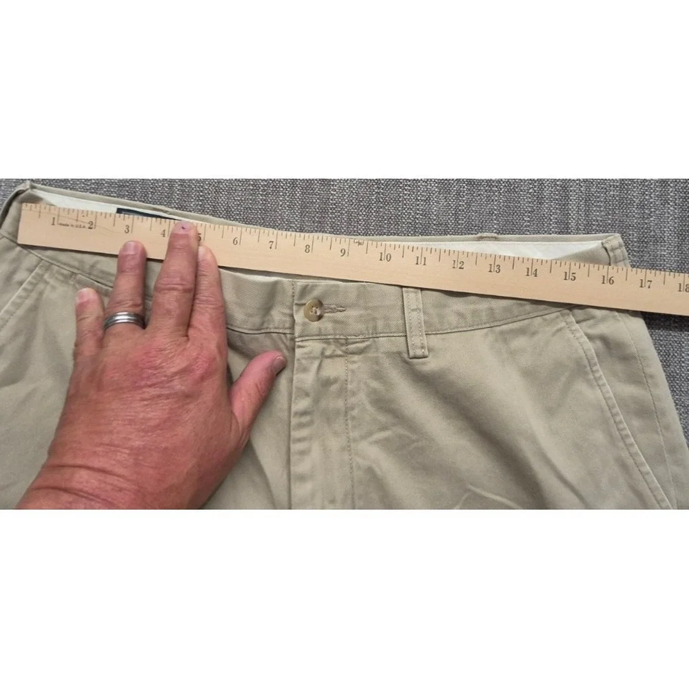 Polo Ralph‎ Lauren men's khaki Preston pants 36x32 flat front 100% Cotton preppy